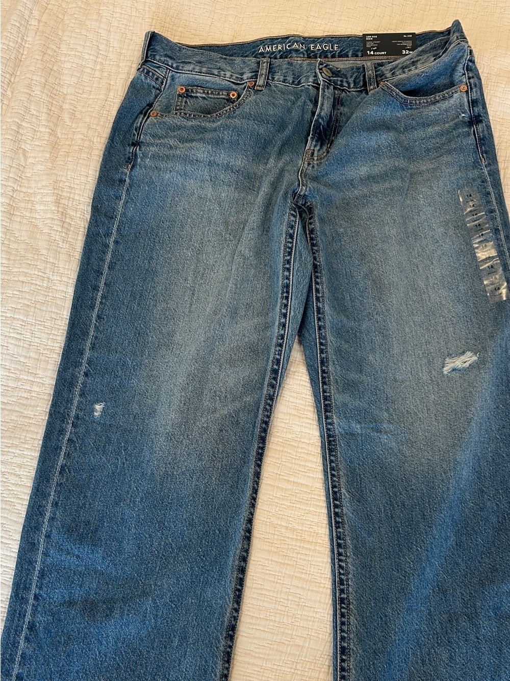 American Eagle Low-Rise Classic Straight Jean Straight Leg Jeans Blue Waist 14 S